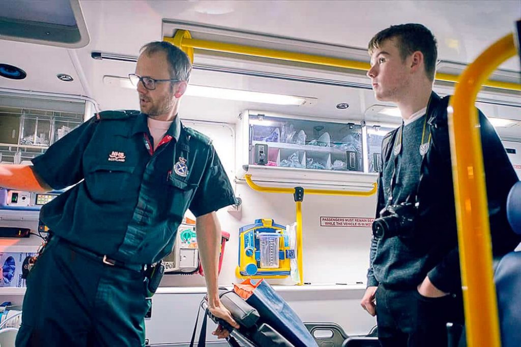 Inside an ambulance